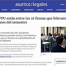 Brigard y PPU estn entre las 10 firmas que lideraron ms transacciones del semestre